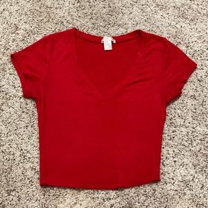 Bozzolo Crop top V neck red